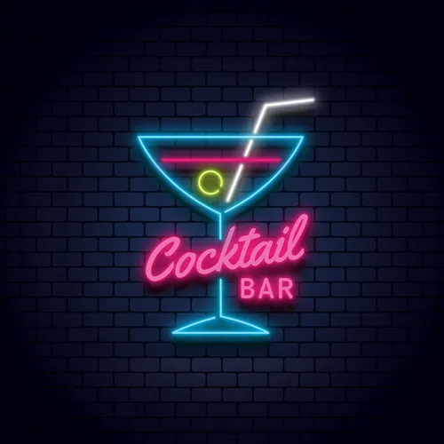 Cocktail Bar Glass & Zip Neon Sign - Custom T-Shirt Today