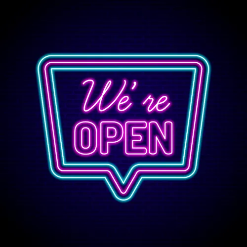 We're Open Neon Sign - Custom T-Shirt Today