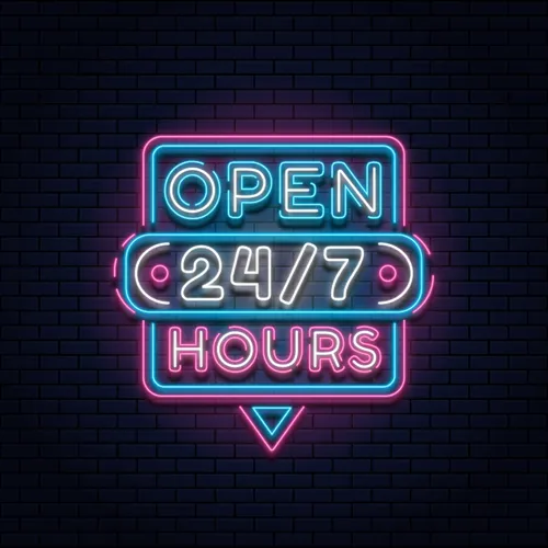 24/7 Open Hours Neon Sign - Custom T-Shirt Today
