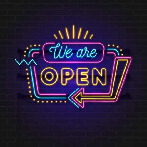 We Are Open Modern Neon Sign - Custom T-Shirt Today