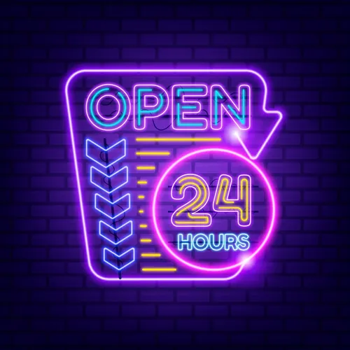 Retro Open 24 Hours Neon Sign - Custom T-Shirt Today