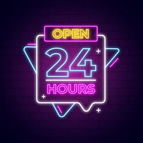 Open 24 Hours with Abstract Shapes Neon Sign - Custom T-Shirt Today
