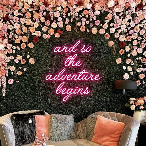 And So The Adventure Begins Neon Sign - Custom T-Shirt Today