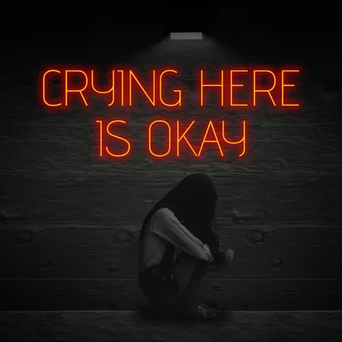 Crying Here Is Okay Neon Sign - Custom T-Shirt Today