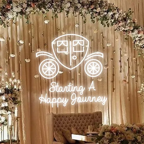 Starting A Happy Journey Neon Sign - Custom T-Shirt Today