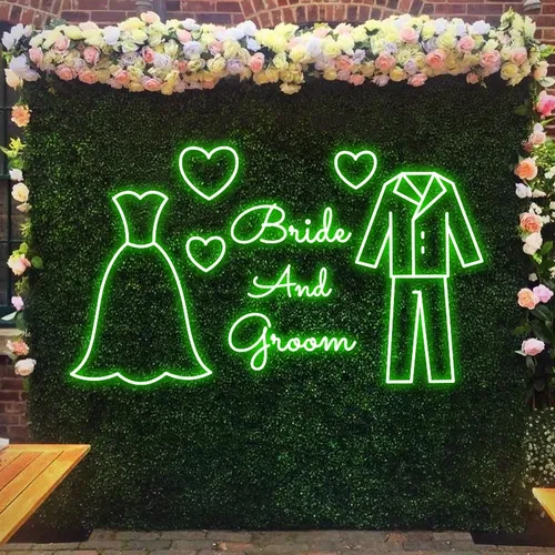 Bride and Groom Neon Sign - Custom T-Shirt Today