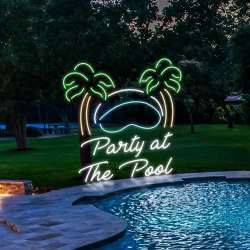Party At The Pool Neon Sign - Custom T-Shirt Today
