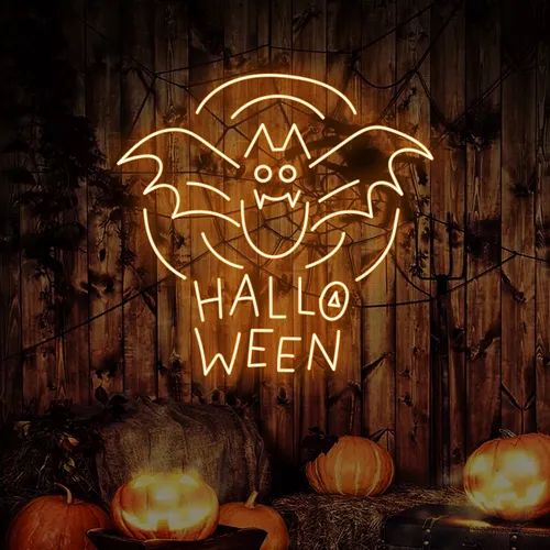 Halloween Bat Neon Sign - Custom T-Shirt Today
