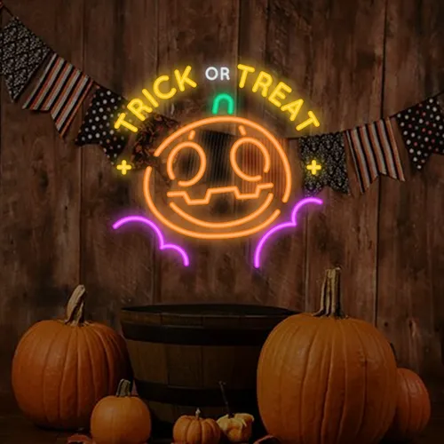 Trick or Treat Neon Sign - Custom T-Shirt Today