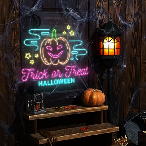 Trick or Treat Halloween Neon Sign - Custom T-Shirt Today
