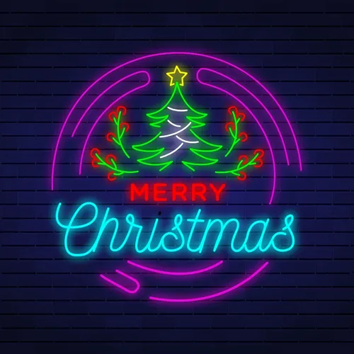 Merry Christmas Flower Tree Neon Sign - Custom T-Shirt Today