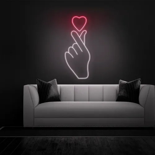 Finger Heart Neon Sign - Custom T-Shirt Today