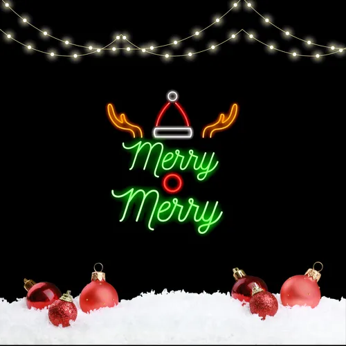 Merry Merry Deer Neon Sign - Custom T-Shirt Today