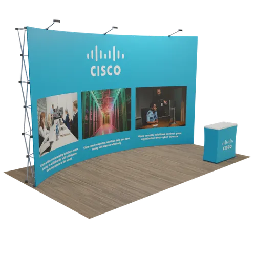 Custom Curved Pop Up Display Stand 20' x 10' (ft) - Custom T-Shirt Today