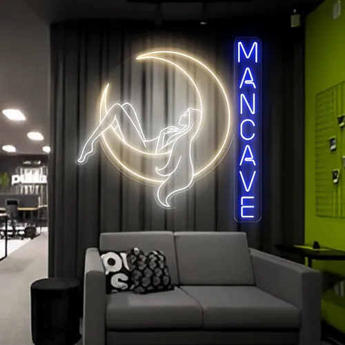 Moon Woman Mancave Neon Sign - Custom T-Shirt Today