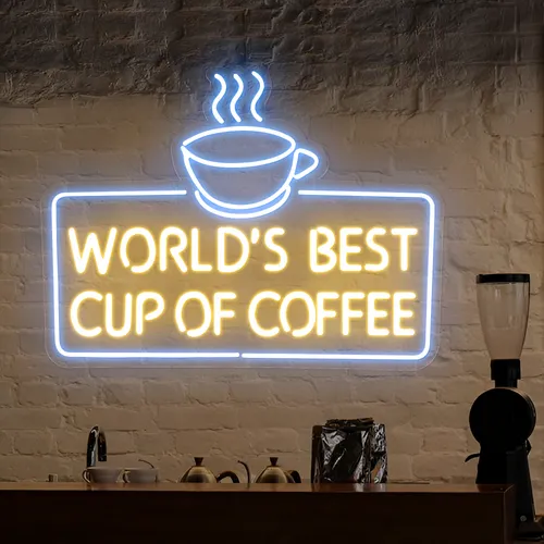 World's Best Cup of Coffee Neon Sign - Custom T-Shirt Today