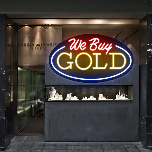 We Buy Gold Neon Sign - Custom T-Shirt Today