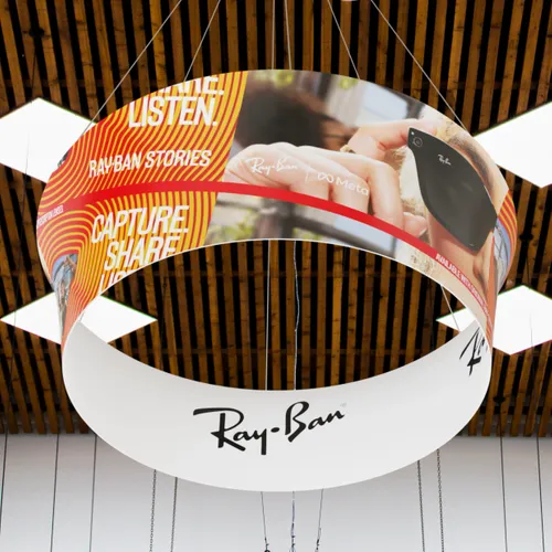 Custom Tapered Circle Personalized Trade Show Hanging Signs - Custom T-Shirt Today