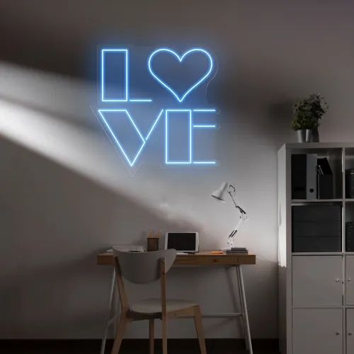 Love Blue Neon Sign - Custom T-Shirt Today