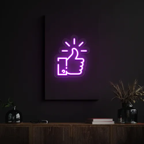 Purple Thumbs Up Neon Sign - Custom T-Shirt Today