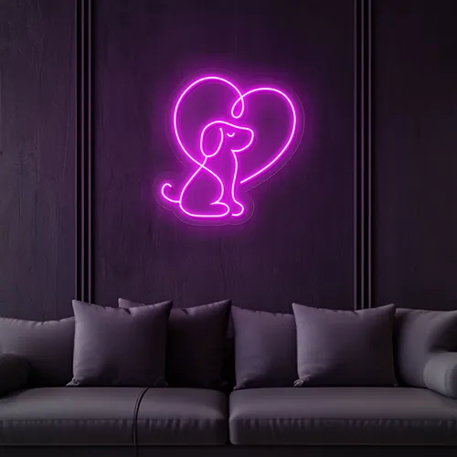 Scribble Dog Heart Neon Sign - Custom T-Shirt Today
