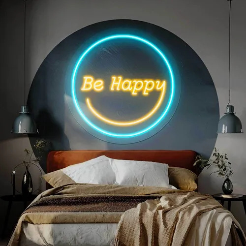 Be Happy Neon Sign - Custom T-Shirt Today