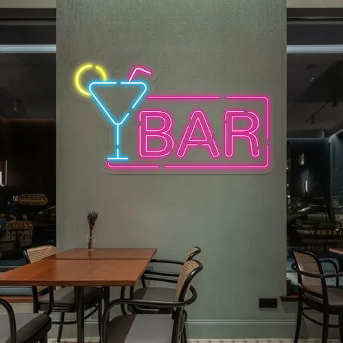 Vibrant Martini Neon Bar Sign - Custom T-Shirt Today