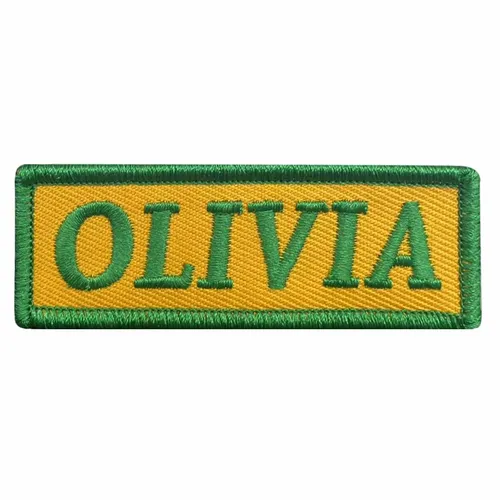 Green and Yellow Olivia Name Patch - Custom T-Shirt Today