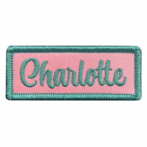 Teal and Pink Charlotte Name Patch - Custom T-Shirt Today