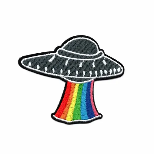 Rainbow and Black UFO Patch - Custom T-Shirt Today