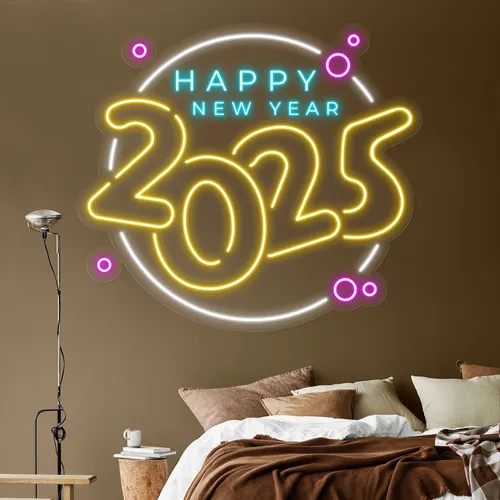 Colorful New Year Neon Sign - Custom T-Shirt Today