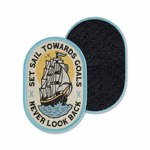 Oval Set Sail Never Look Back Velcro Patch - Custom T-Shirt Today