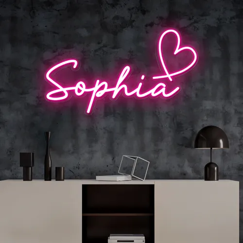 Sophia with Heart Neon Sign - Custom T-Shirt Today