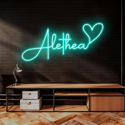 Alethea with Heart Neon Sign - Custom T-Shirt Today