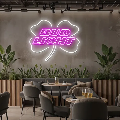 Lucky Clover Bud Light Neon Sign - Custom T-Shirt Today