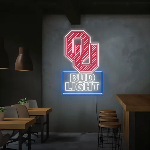 OU Bud Light Neon Sign - Custom T-Shirt Today