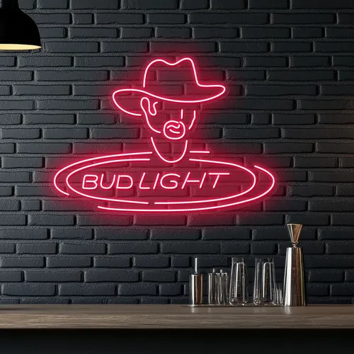 Cowboy Bud Light Neon Sign - Custom T-Shirt Today