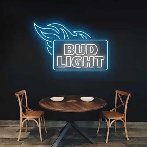 Fiery Bud Light Neon Sign - Custom T-Shirt Today