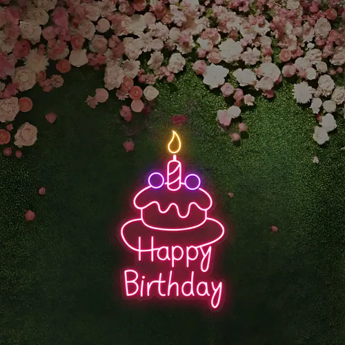 Happy Birthday Wishes Neon Sign - Custom T-Shirt Today