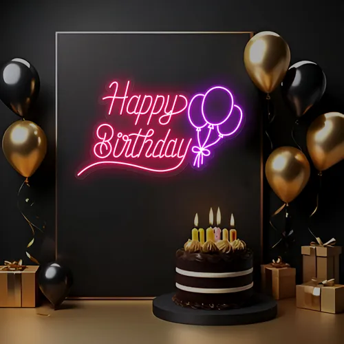Happy Birthday Glow Neon Sign - Custom T-Shirt Today