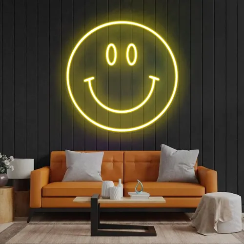 Yellow Neon Smile Sign - Custom T-Shirt Today