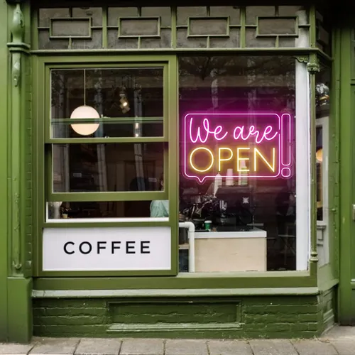 Striking Open Neon Sign - Custom T-Shirt Today