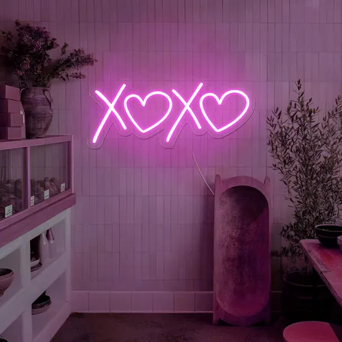XOXO Heart Pink Neon Sign - Custom T-Shirt Today