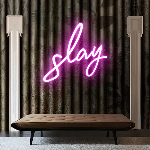 Glowing Slay Pink Neon Sign - Custom T-Shirt Today