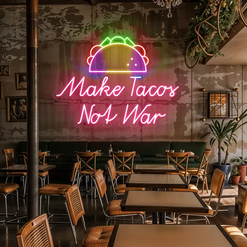 Crispy "Make Tacos Not War" Neon Sign - Custom T-Shirt Today