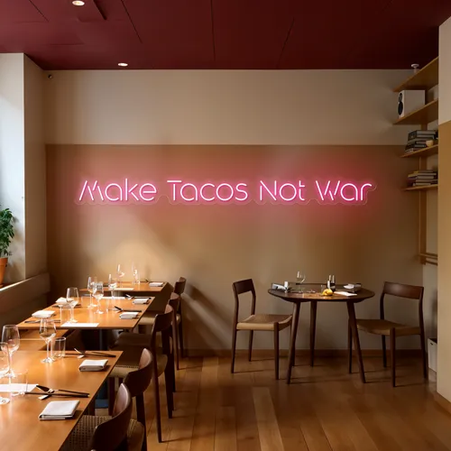 Mouthwatering "Make Tacos Not War" Neon Sign - Custom T-Shirt Today