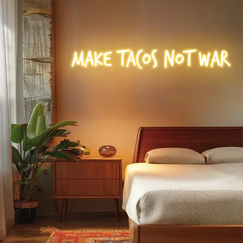 Zesty "Make Tacos Not War" Neon Sign - Custom T-Shirt Today