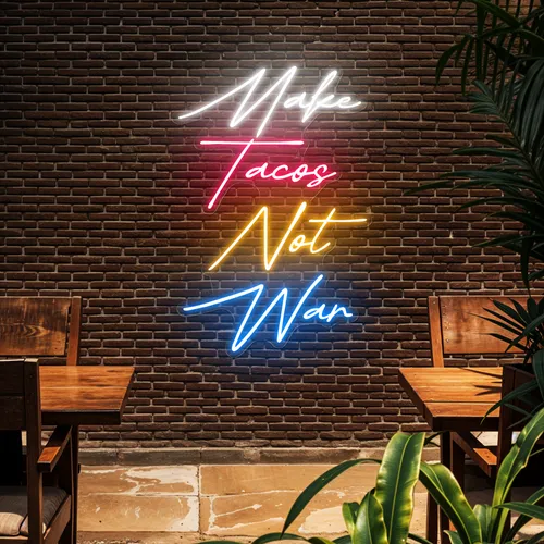 Flavorful "Make Tacos Not War" Neon Sign - Custom T-Shirt Today