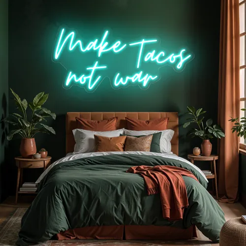 Sizzling "Make Tacos Not War" Neon Sign - Custom T-Shirt Today