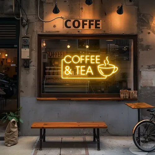 Coffee Tea Window Neon Sign - Custom T-Shirt Today